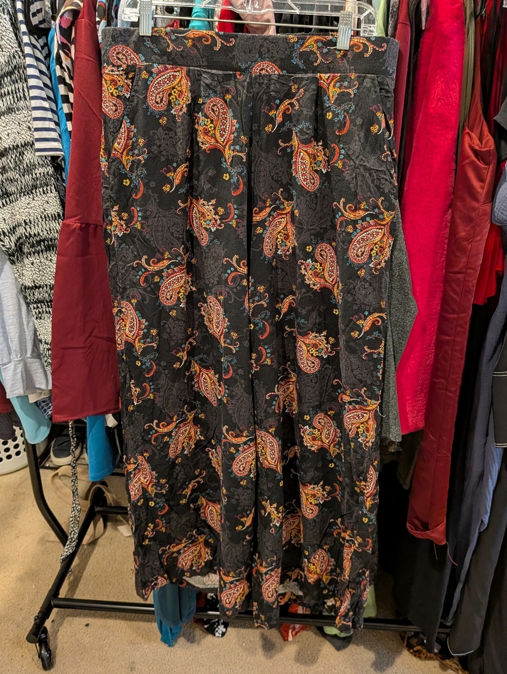 torrid Black Paisley Print Palazzo Wide Leg Pants - 10